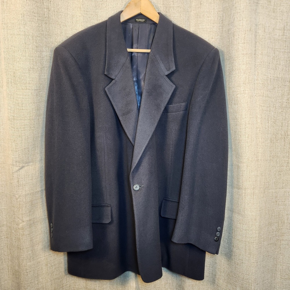 Gianfranco Ruffini Cashmere Blend Blazer Mens 44L Navy Blue Single Button Jacket